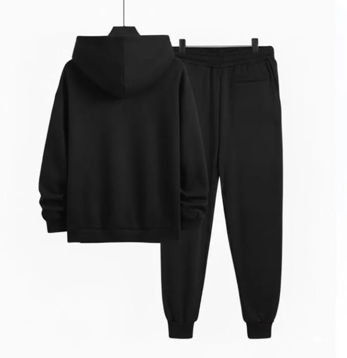 2 Pieces Men's Polyester Printed Hoodie Track Suit