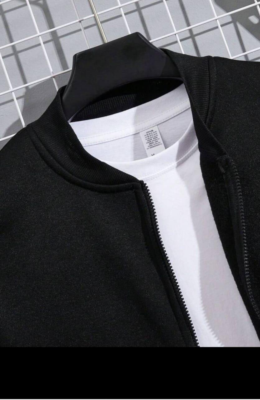 2 Pieces Men's Fleece Plain Track Suite