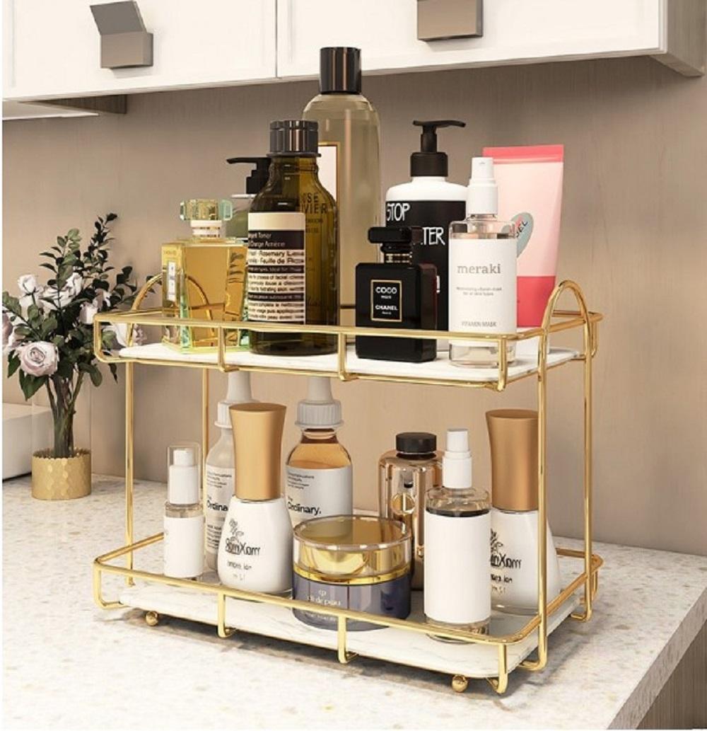 Stylish Metal Makeup Organizer - Ultimate Storage Solution for Organized Makeup
